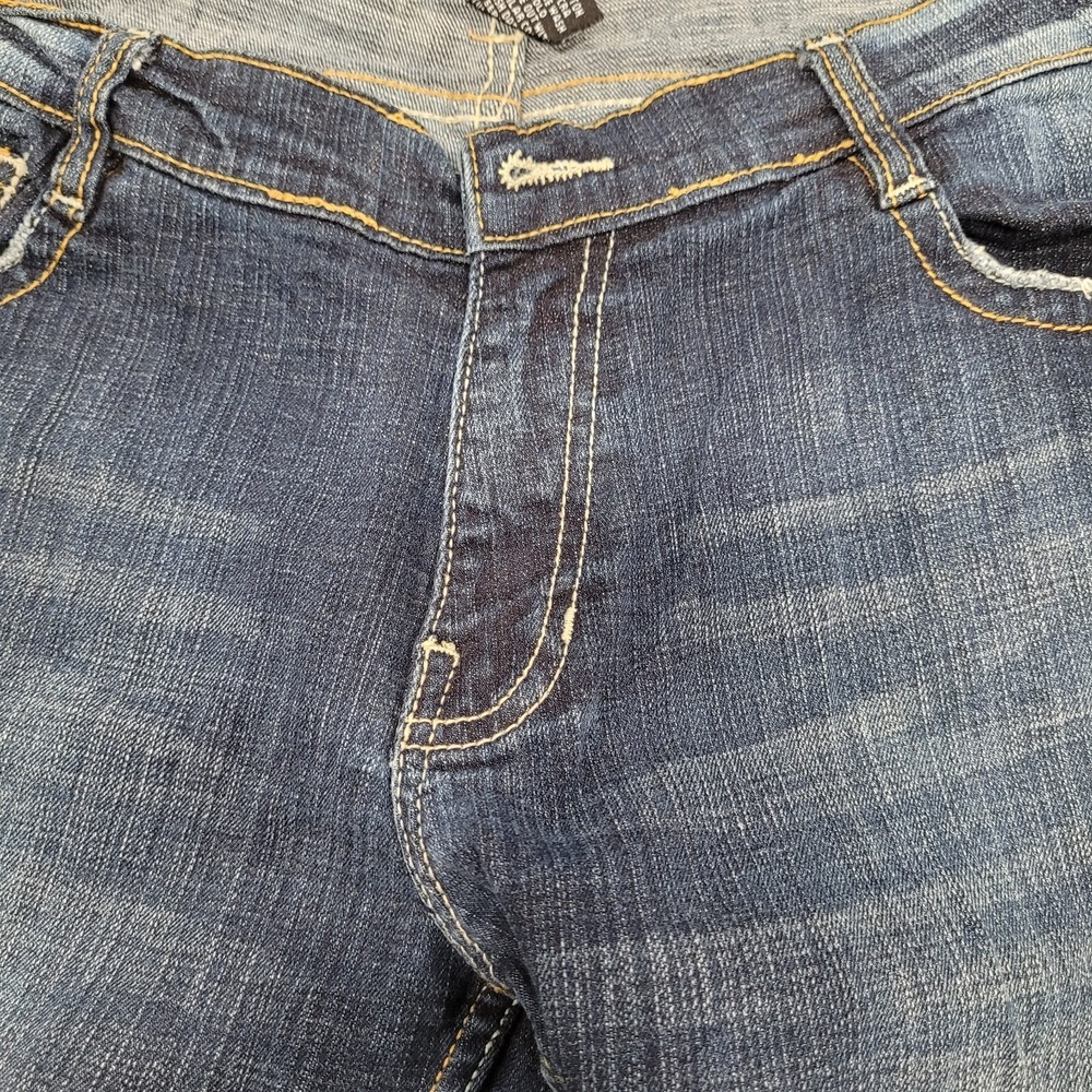 Southpole Womens 13 Flare Jeans Embroidered Pockets Mid Rise Denim Blue - Picture 10 of 14